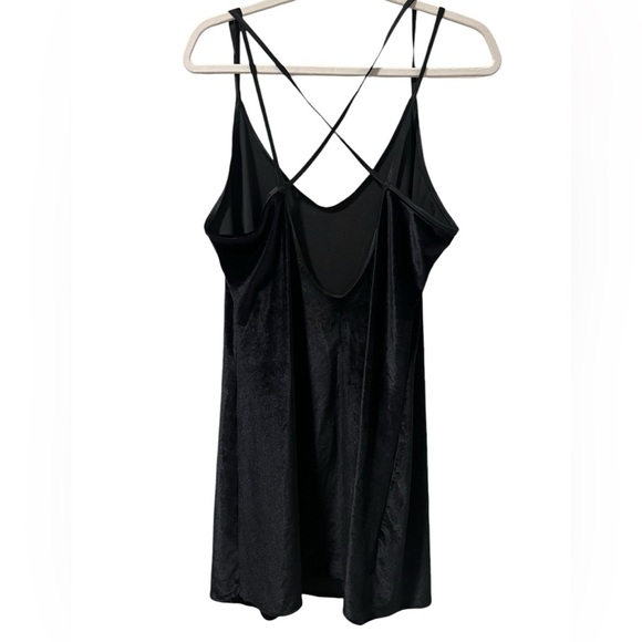 Dentelle velvet cross back strappy chemise dress vintage scoop neck open back LG - Picture 3 of 15